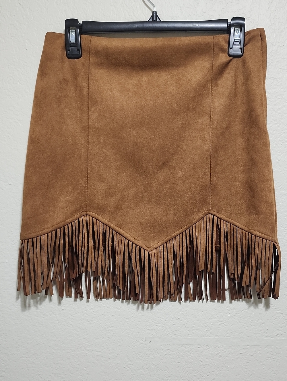 Jealous Tomato Brown Faux Suede Fringe Mini Skirt Sz M Cowgirl Western Fashion